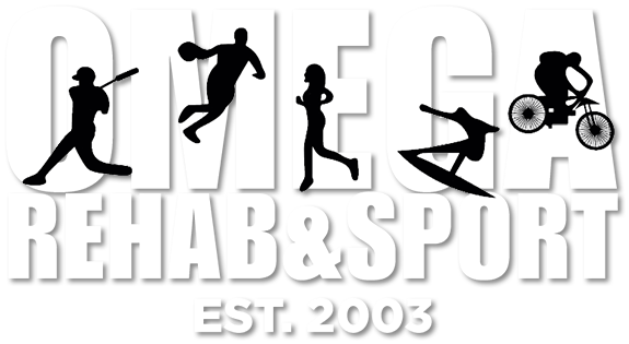 Omega Rehab & Sport Logo Large White Version